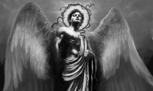 raffigurazione di lucifero con le ali di un angelo