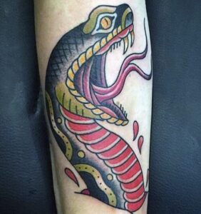 tatuaggio serpente american traditional stile