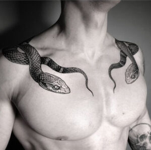 tatuaggio serpente sul petto